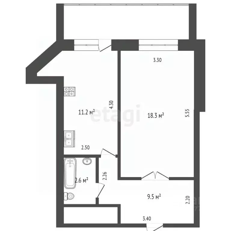 1-к кв. Саха (Якутия), Якутск ул. Ойунского, 6/1 (42.0 м) - Фото 1