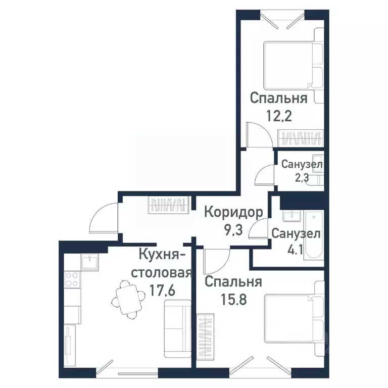 2-к кв. Челябинская область, Челябинский городской округ, пос. ... - Фото 1