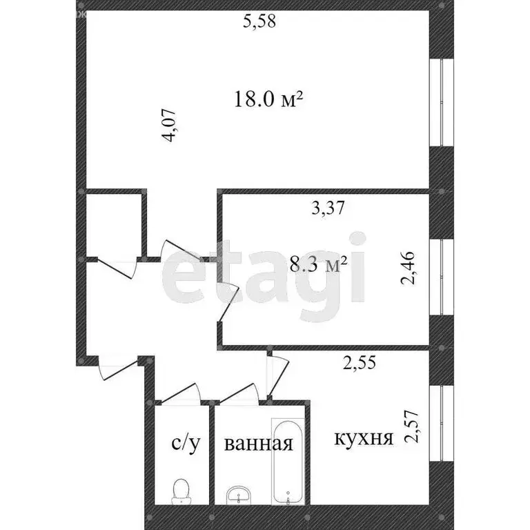 2-комнатная квартира: Белгород, улица Губкина, 14 (43.7 м) - Фото 0