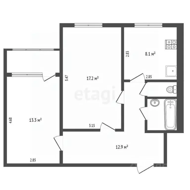 2-к кв. Ямало-Ненецкий АО, Новый Уренгой Восточный мкр, 5/1 (55.1 м) - Фото 2