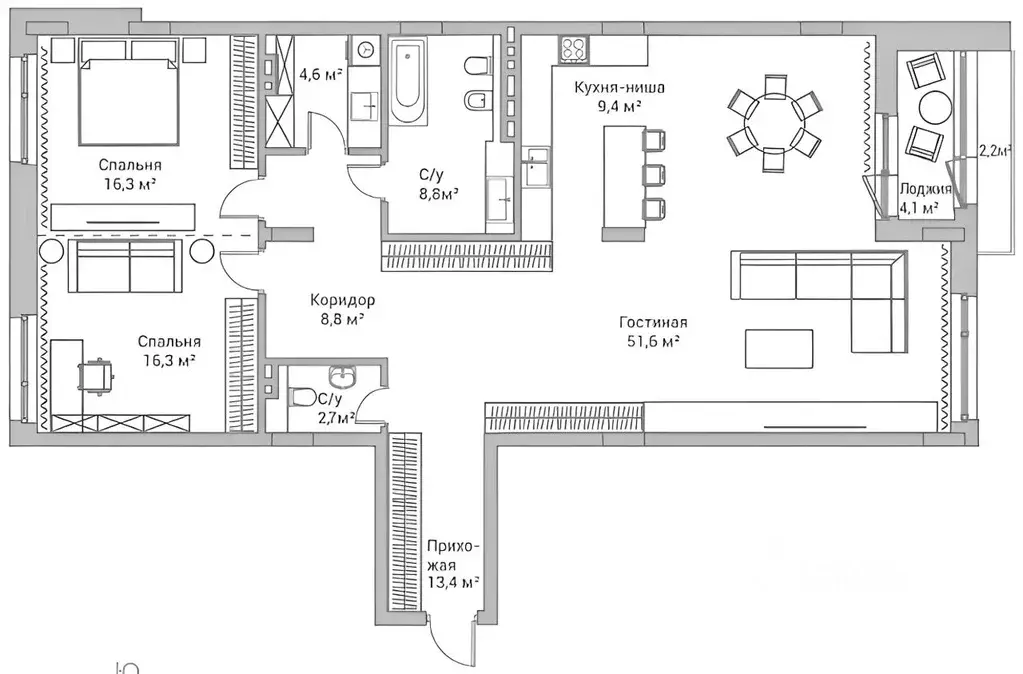 3-к кв. Новосибирская область, Новосибирск Дачное ш., 22/3 (132.0 м) - Фото 1