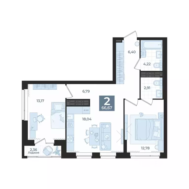 2-к кв. Свердловская область, Екатеринбург пер. Ударников, 33 (66.67 ... - Фото 1