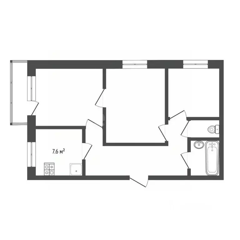 3-к кв. Тюменская область, Тюмень Ямская ул., 71А (59.4 м) - Фото 2