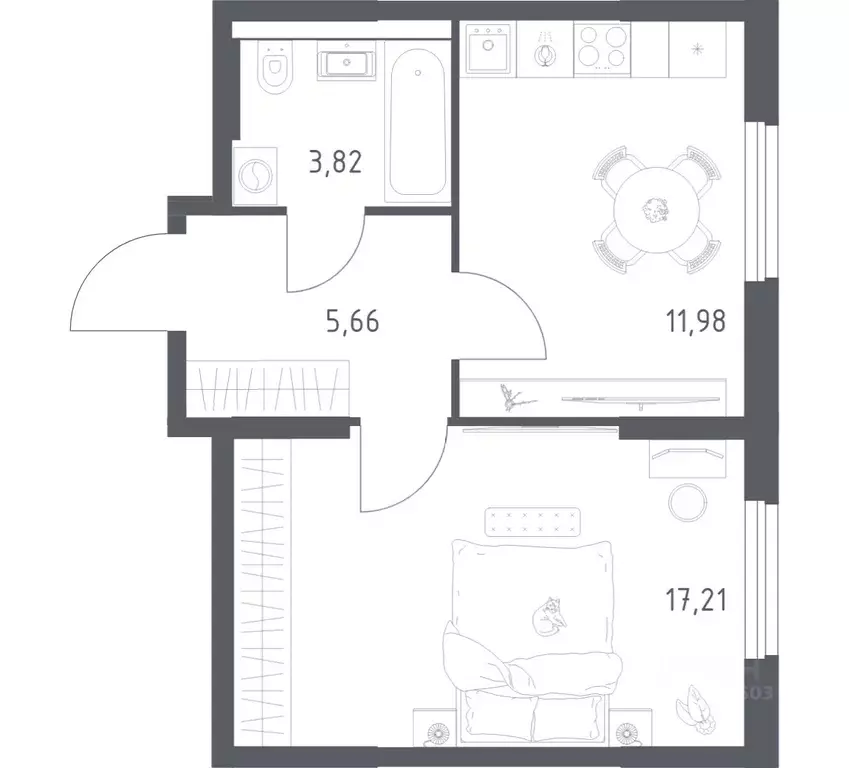 1-к кв. Башкортостан, Уфа ул. Минигали Губайдуллина, 8к9 (38.67 м) - Фото 1