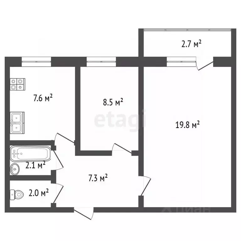 2-к кв. Самарская область, Самара ул. Антонова-Овсеенко, 3 (45.1 м) - Фото 2