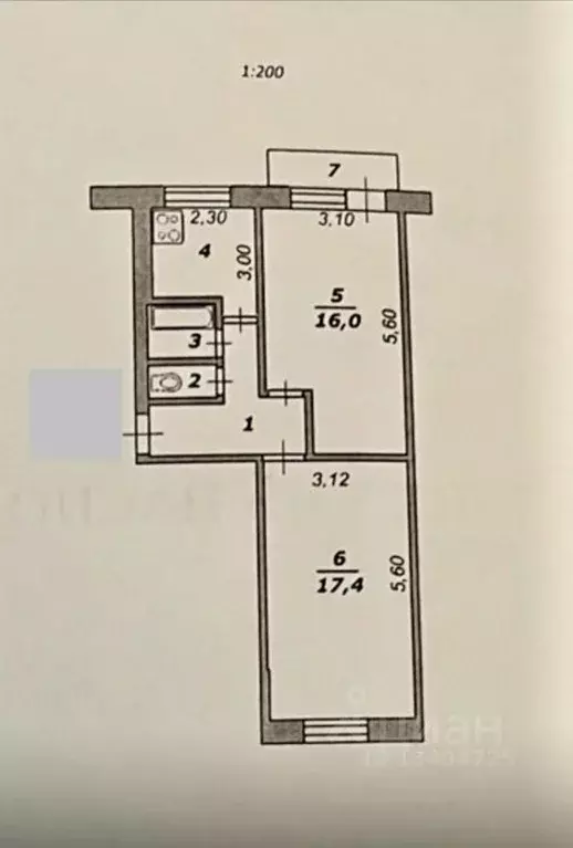 2-к кв. Белгородская область, Белгород ул. Тельмана, 19 (46.0 м) - Фото 1