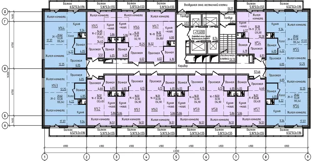 2-к кв. Приморский край, Владивосток ул. Анны Щетининой, 12 (55.24 м) - Фото 2