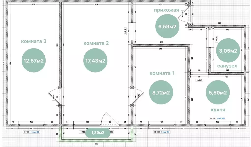 3-к кв. Москва Нагорная ул., 24К3 (54.6 м) - Фото 2