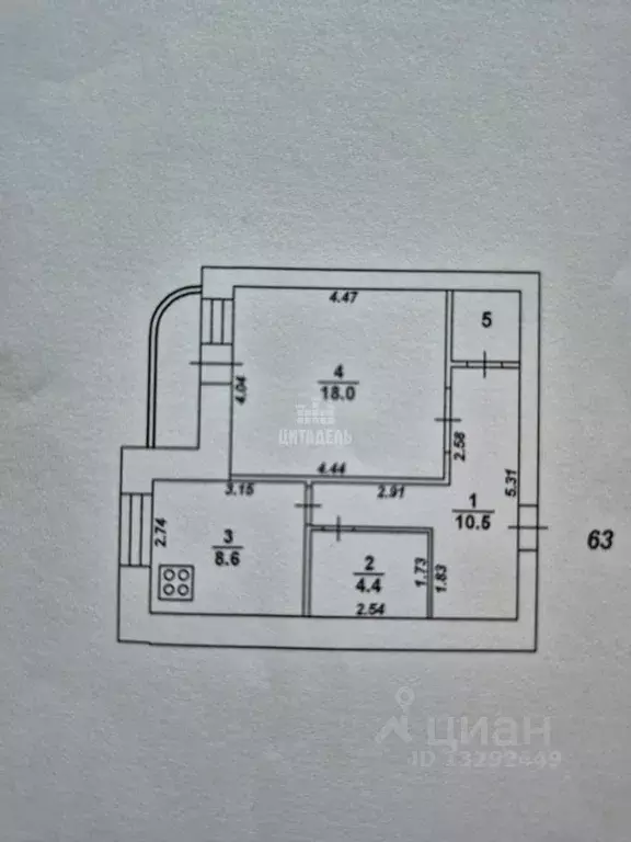 1-к кв. Воронежская область, Воронеж ул. Урывского, 17/4 (44.0 м) - Фото 2