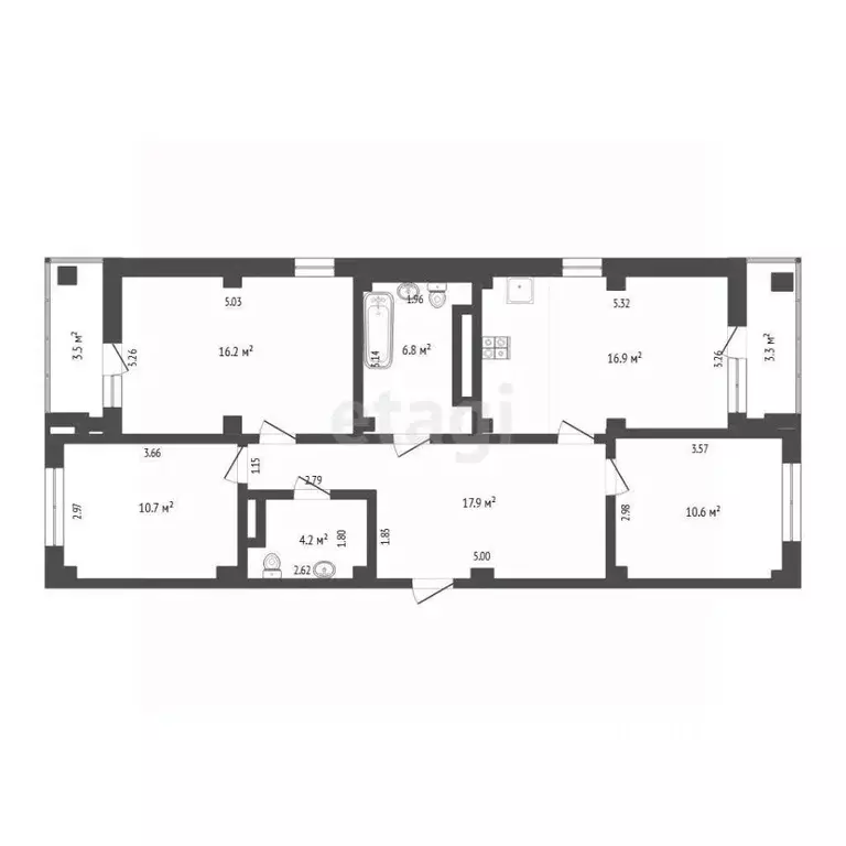 3-к кв. Тюменская область, Тюмень ул. Константина Посьета, 6 (83.3 м) - Фото 2