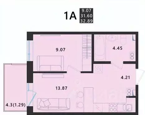 1-к кв. Псковская область, Псковский район, Завеличенская волость, д. ... - Фото 1