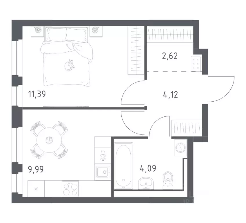 1-к кв. Ленинградская область, Всеволожский район, Свердловское ... - Фото 1