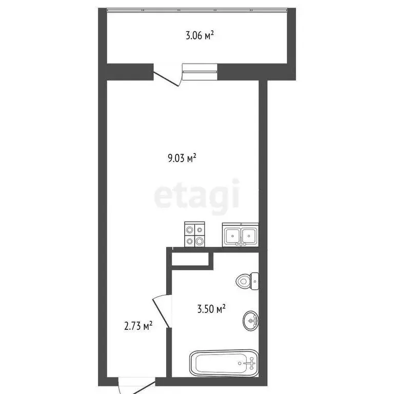 Квартира-студия: Тюмень, Интернациональная улица, 199к4 (15.8 м) - Фото 1