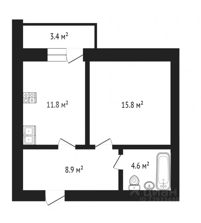 1-к кв. Тюменская область, Тюмень Амурская ул., 39 (41.0 м) - Фото 2