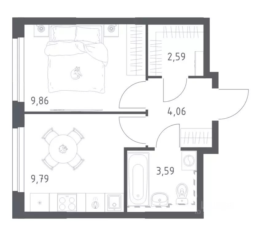 1-к кв. Башкортостан, Уфа ул. Рашита Манурова (29.89 м) - Фото 0