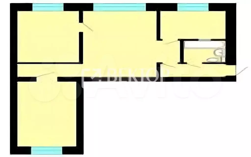 3-к. квартира, 55 м, 1/4 эт. - Фото 0