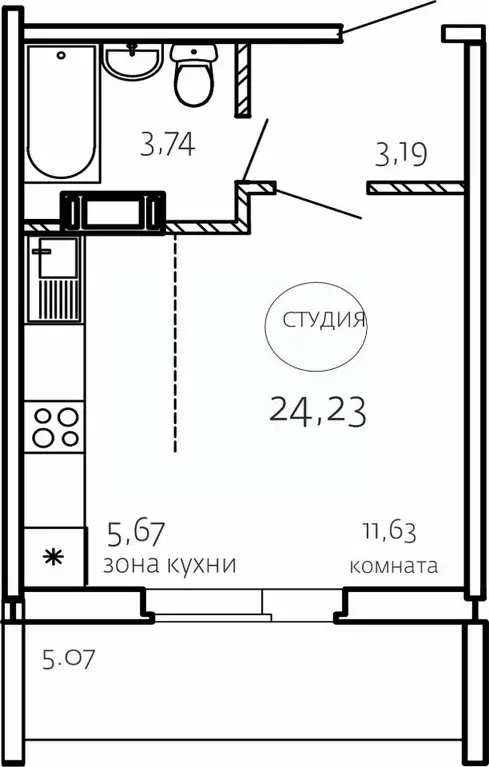 Студия Челябинская область, Челябинск ул. Маршала Чуйкова, 26 (24.23 ... - Фото 0