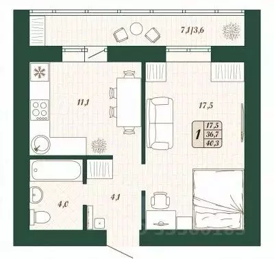 1-к кв. Самарская область, Волжский район, Смышляевка городское ... - Фото 1