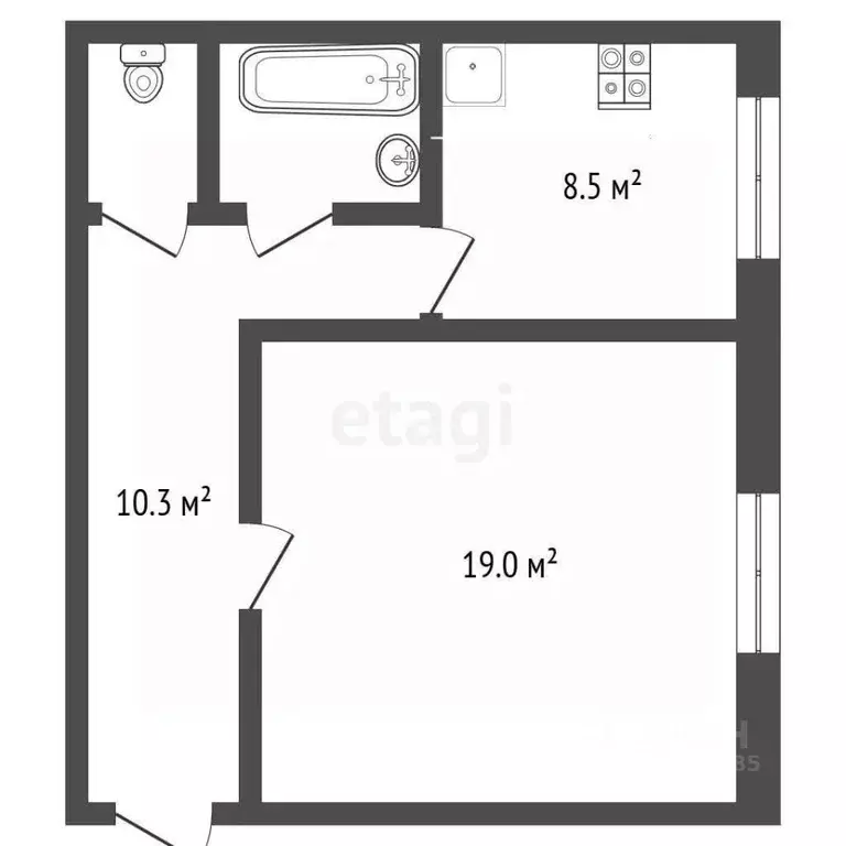 1-к кв. Самарская область, Самара Волжский просп., 39 (42.3 м) - Фото 1