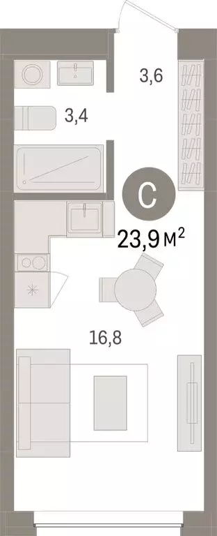 Квартира-студия: Тюмень, Урайская улица (23.85 м) - Фото 1
