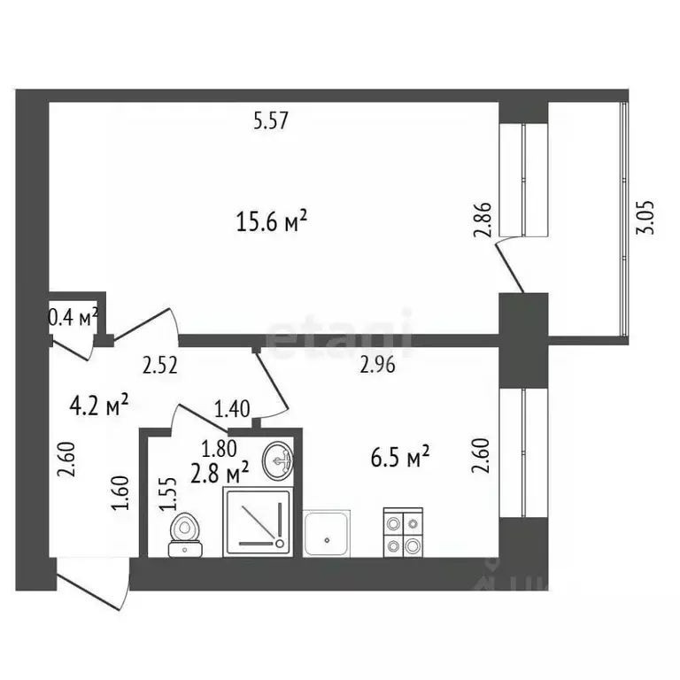 1-к кв. Ульяновская область, Ульяновск ул. Радищева, 179 (29.5 м) - Фото 2