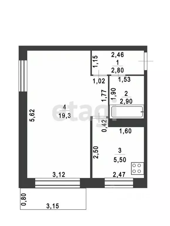 1-к кв. Белгородская область, Шебекино Луговая ул., 5 (31.3 м) - Фото 2