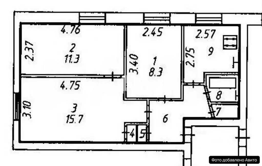 3-к кв. Калужская область, Калуга пер. Малинники, 9 (50.1 м) - Фото 2