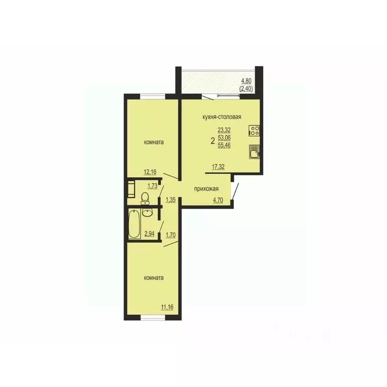 2-к кв. Челябинская область, Челябинский городской округ, пос. ... - Фото 1