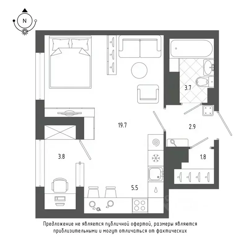 Студия Санкт-Петербург бул. Измайловский, 9 (35.3 м) - Фото 0