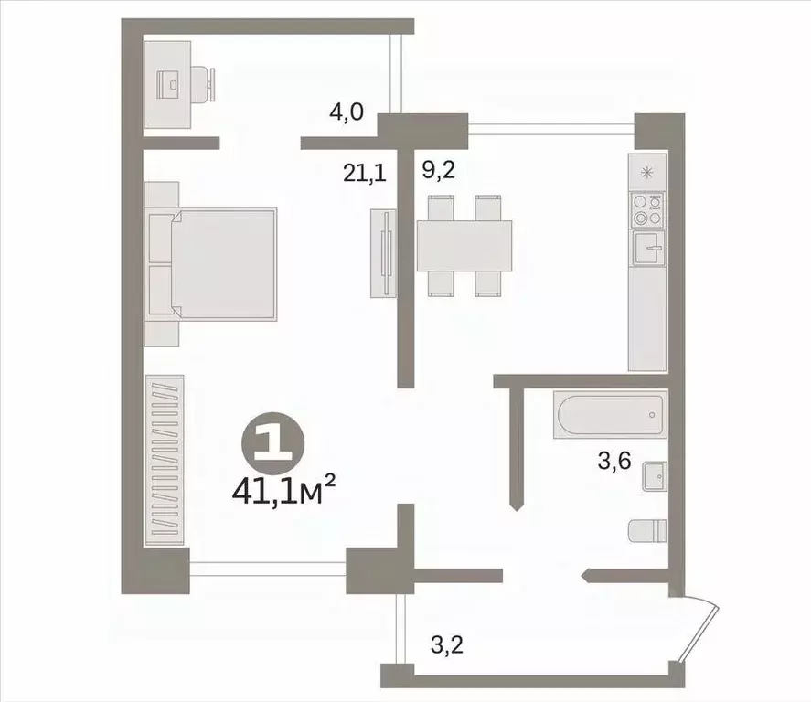 1-к кв. Омская область, Омск ул. Дмитриева, 4к2 (41.1 м) - Фото 1