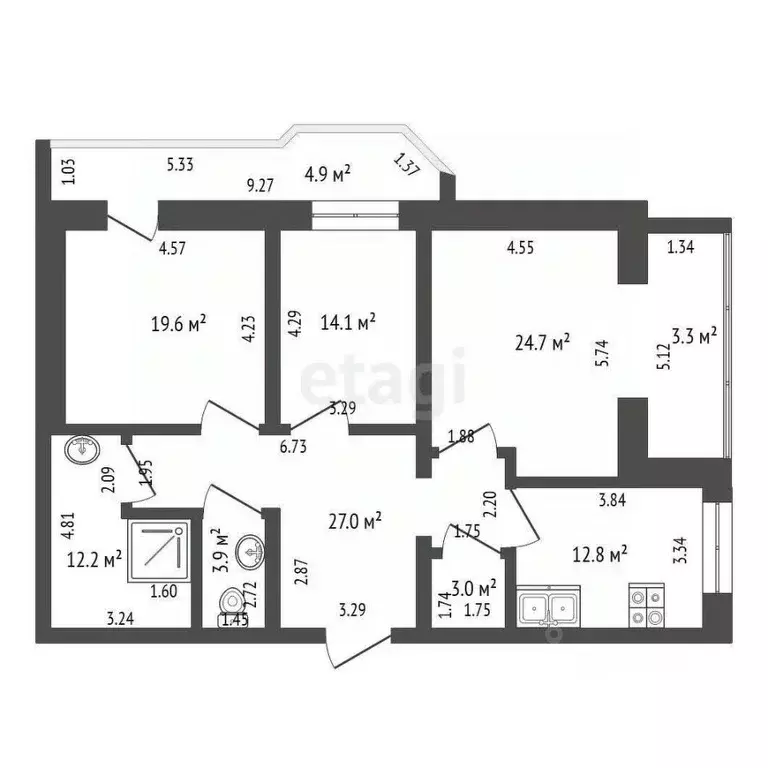 3-к кв. Забайкальский край, Чита ул. Бутина, 123 (125.5 м) - Фото 1