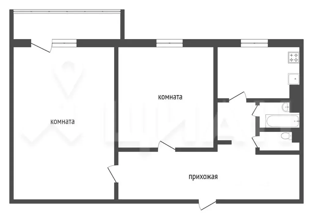 2-к кв. Кемеровская область, Новокузнецк ул. Клименко, 31 (47.3 м) - Фото 1