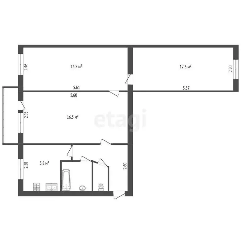 3-комнатная квартира: Санкт-Петербург, улица Харченко, 18 (56.2 м) - Фото 1