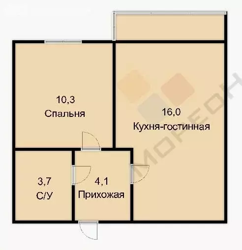 1-комнатная квартира: Краснодар, улица Героя Пешкова, 14к2 (35.7 м) - Фото 0