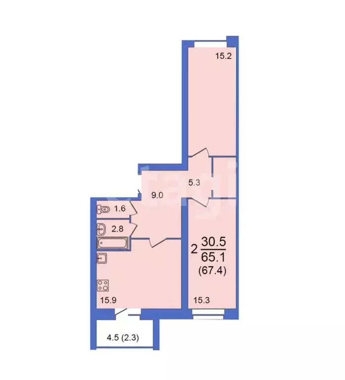 2-комнатная квартира: Вологда, улица Сергея Преминина (67.2 м) - Фото 0
