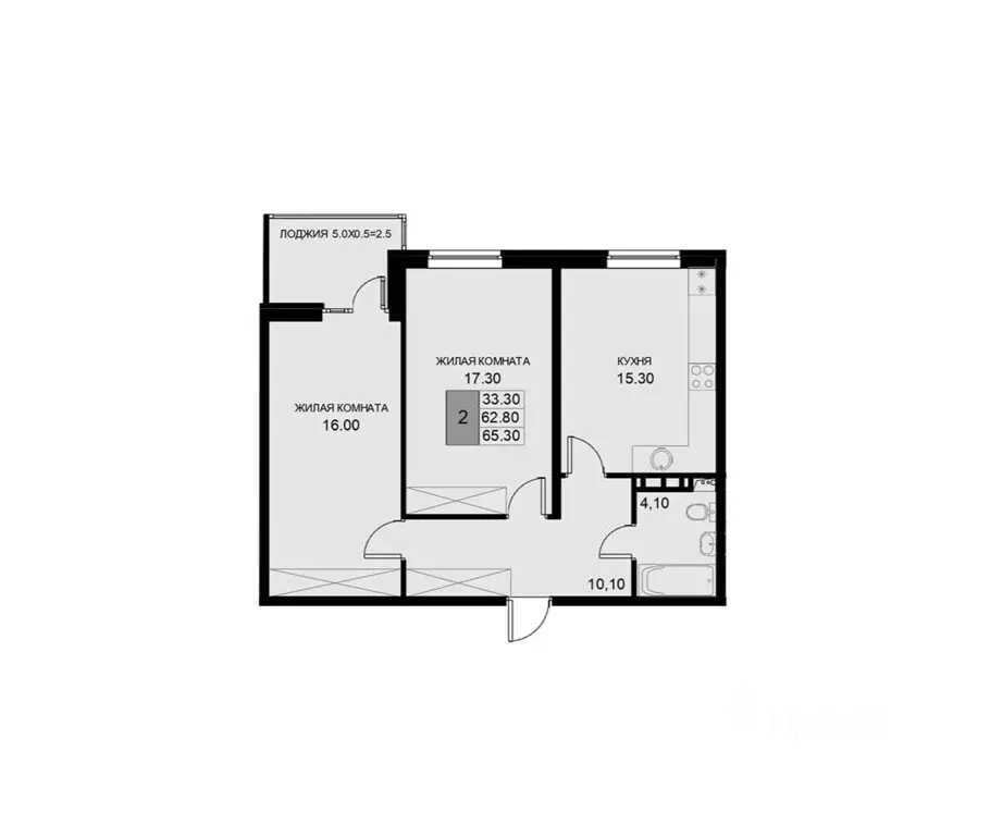 2-к кв. Краснодарский край, Динской район, Южно-Кубанское с/пос, пос. ... - Фото 1