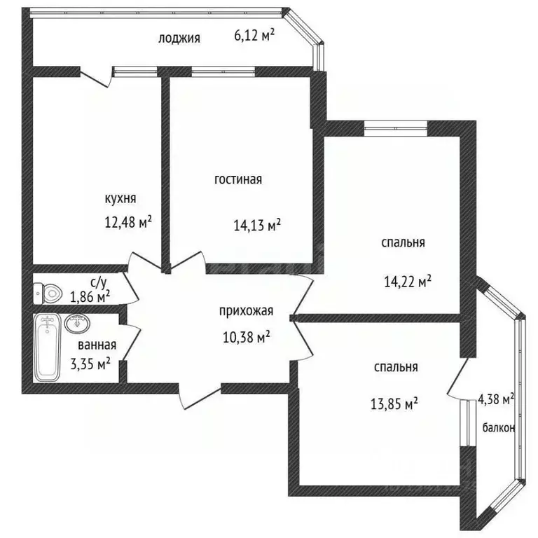 3-к кв. Белгородская область, Белгород ул. Победы, 126 (81.0 м) - Фото 1