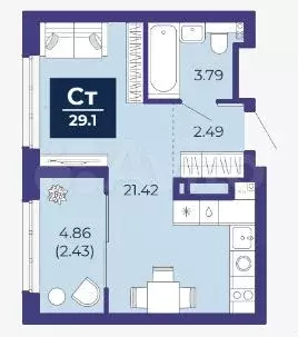 Квартира-студия, 29,1 м, 15/15 эт. - Фото 1