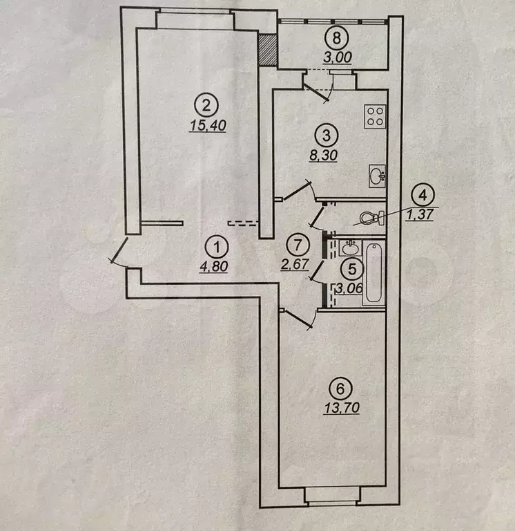 2-к. квартира, 51,7 м, 2/5 эт. - Фото 0