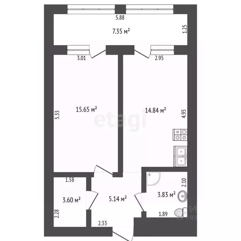 1-к кв. Оренбургская область, Оренбург ул. Ильи Глазунова, 3 (46.6 м) - Фото 1