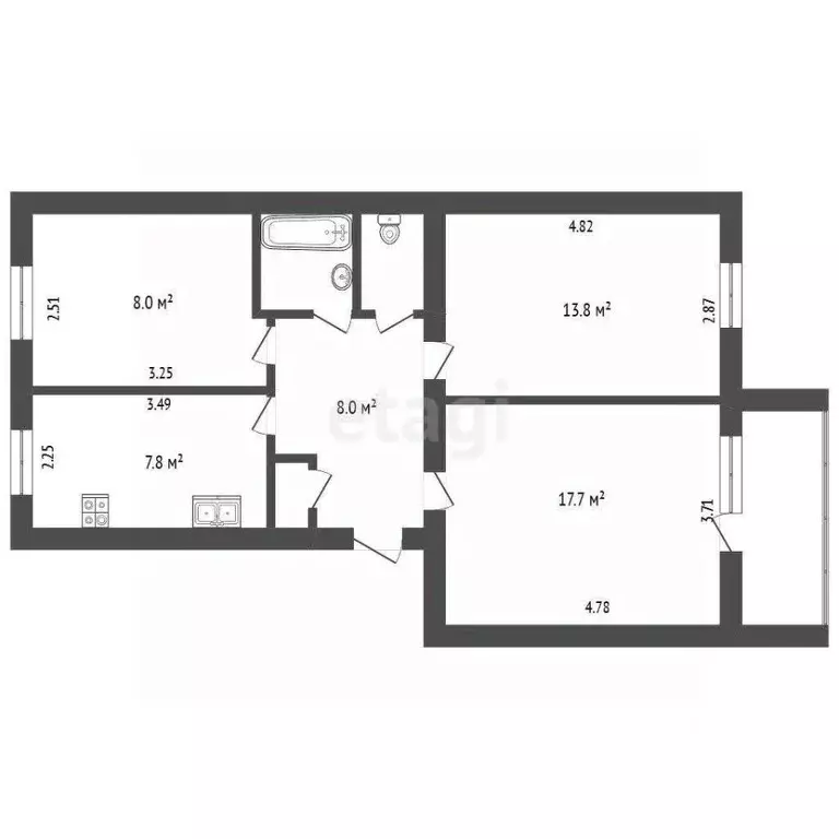 3-к кв. Калужская область, Дзержинский муниципальный округ, Товарково ... - Фото 1