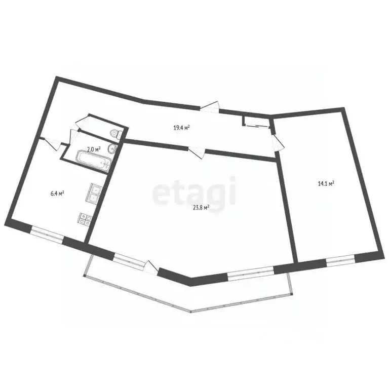 2-к кв. Севастополь просп. Октябрьской Революции, 43 (58.0 м) - Фото 2