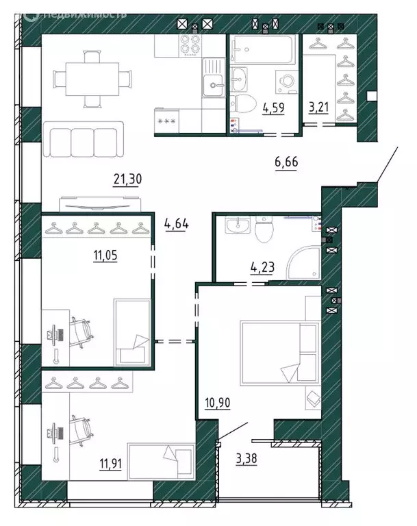 3-комнатная квартира: Брянск, улица Ульянова, 24 (80.18 м) - Фото 0