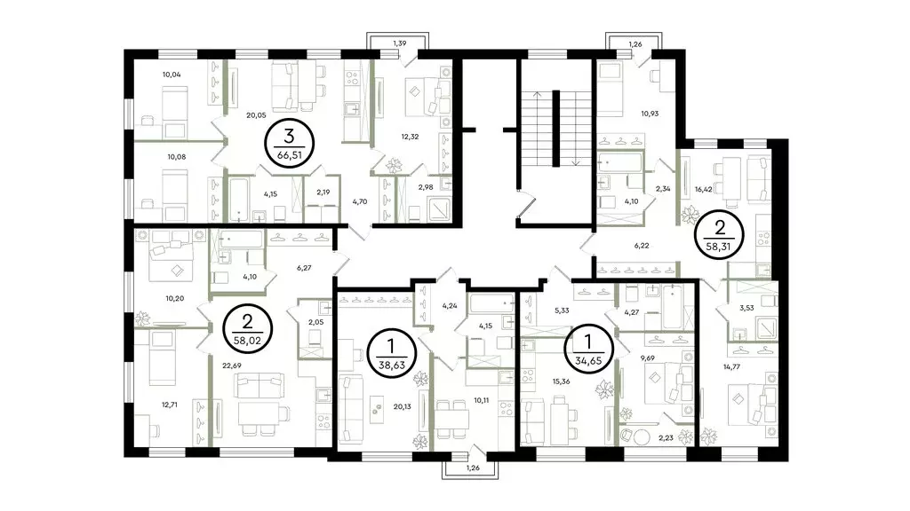 2-комнатная квартира: Тюмень, улица Александра Звягина, 12 (58.02 м) - Фото 1