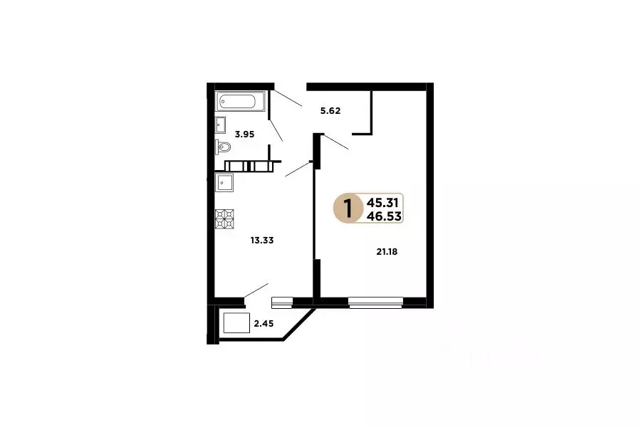 1-к кв. Самарская область, Самара Московское шоссе, 18-й км, 57 (45.31 ... - Фото 1