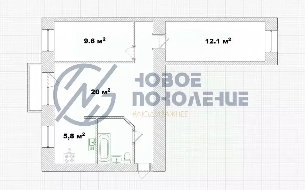 3-к кв. Омская область, Омск бул. Победы, 1 (53.8 м) - Фото 1