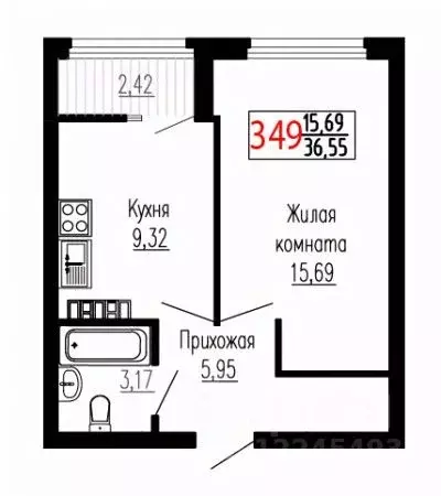 1-к кв. Свердловская область, Екатеринбург ул. Лыжников, 3 (36.5 м) - Фото 1