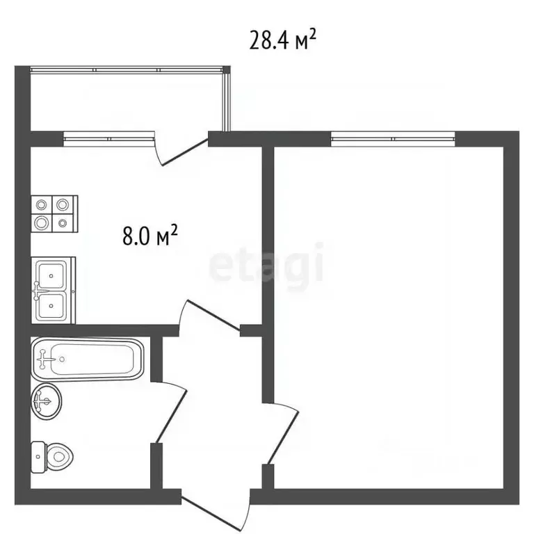 1-к кв. Челябинская область, Челябинск ул. ОПМС-42, 5 (28.4 м) - Фото 2