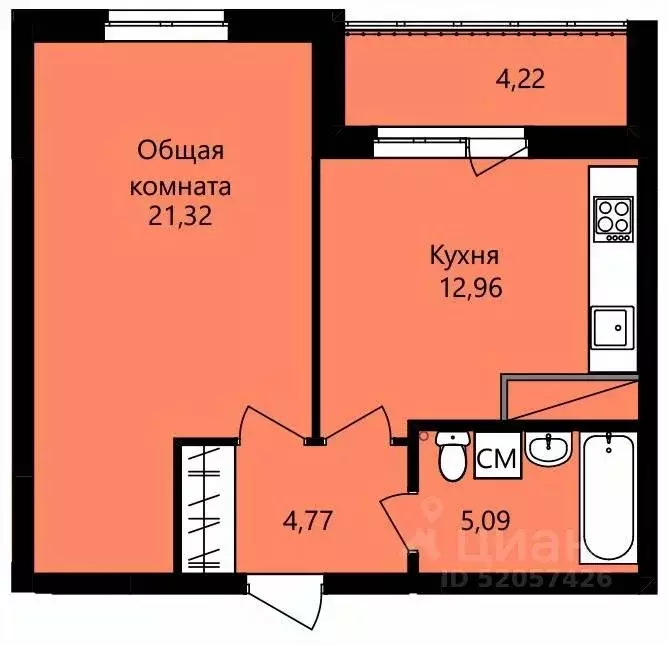 1-к кв. Мордовия, Саранск ул. Юрия Святкина, 14 (46.25 м) - Фото 0