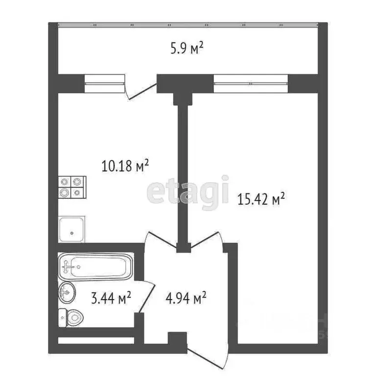 1-к кв. Саха (Якутия), Якутск ул. Дзержинского, 51 (37.9 м) - Фото 2